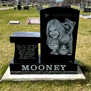 Custom etched portrait on monument back