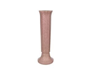 Tall, textured pink vase with a modern design.
