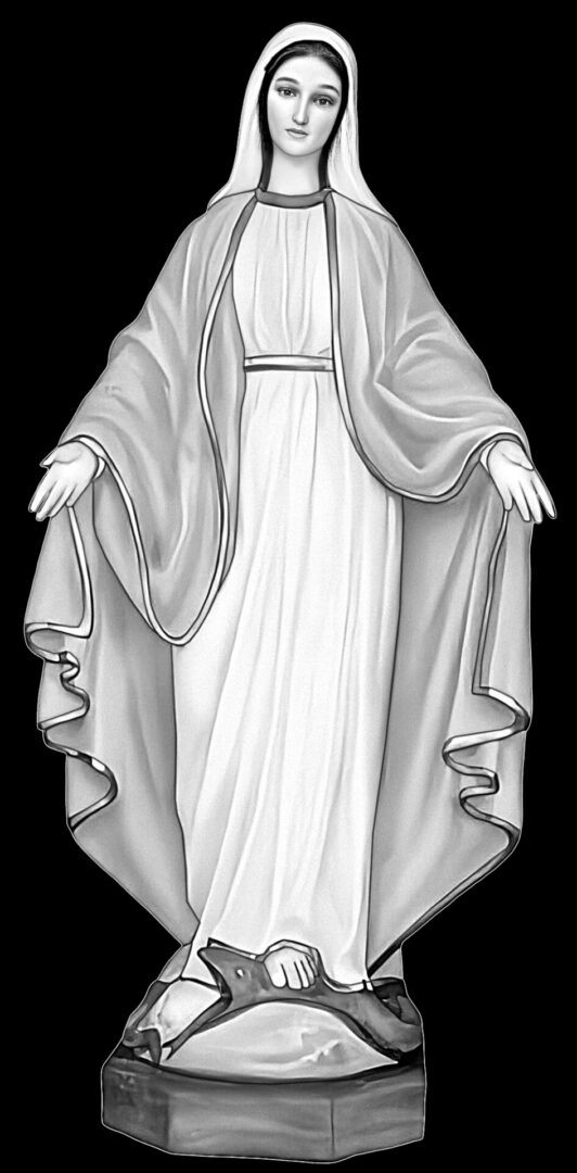 Statue of a woman in flowing robes.