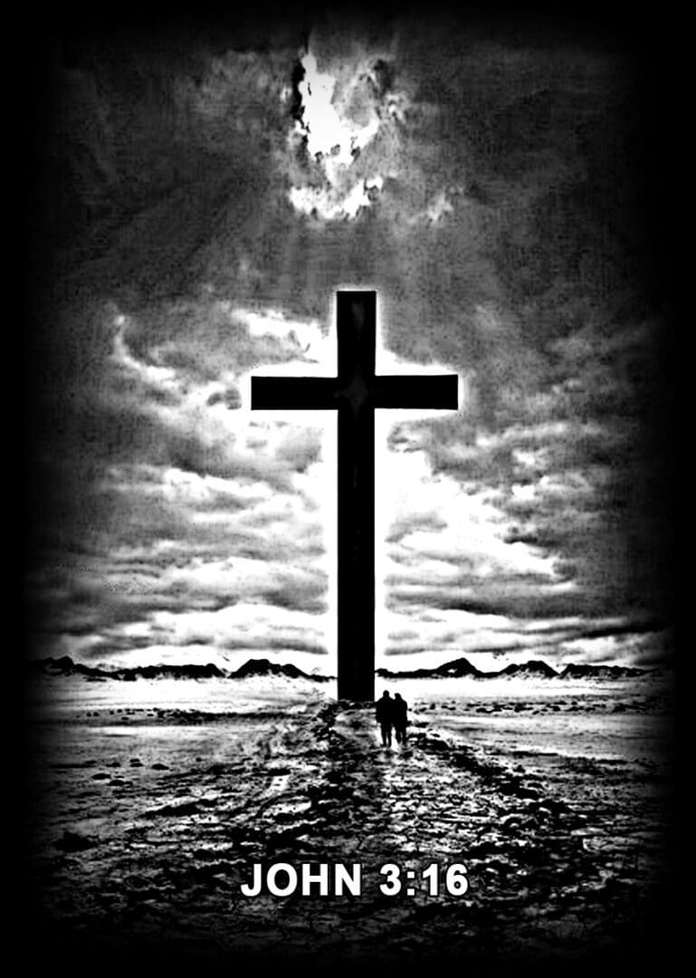 Silhouetted cross against a dramatic sky.