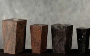 Stylish geometric vase collection in earthy tones