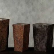 Stylish geometric vase collection in earthy tones